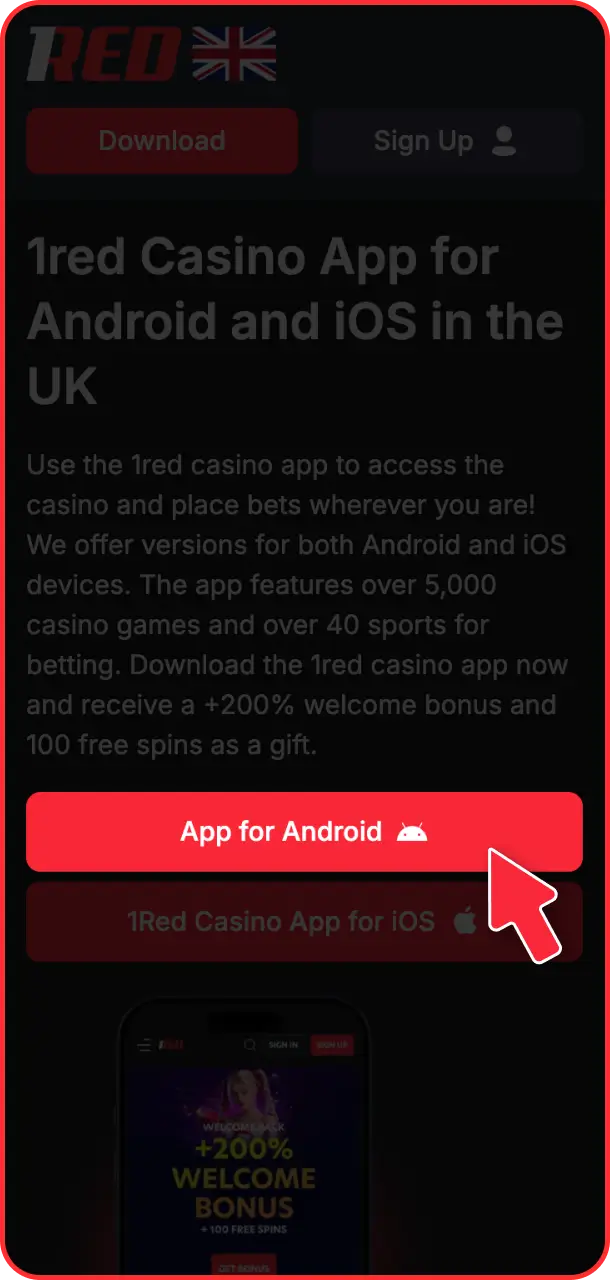 Click the download button to start installing the 1Red mobile app.