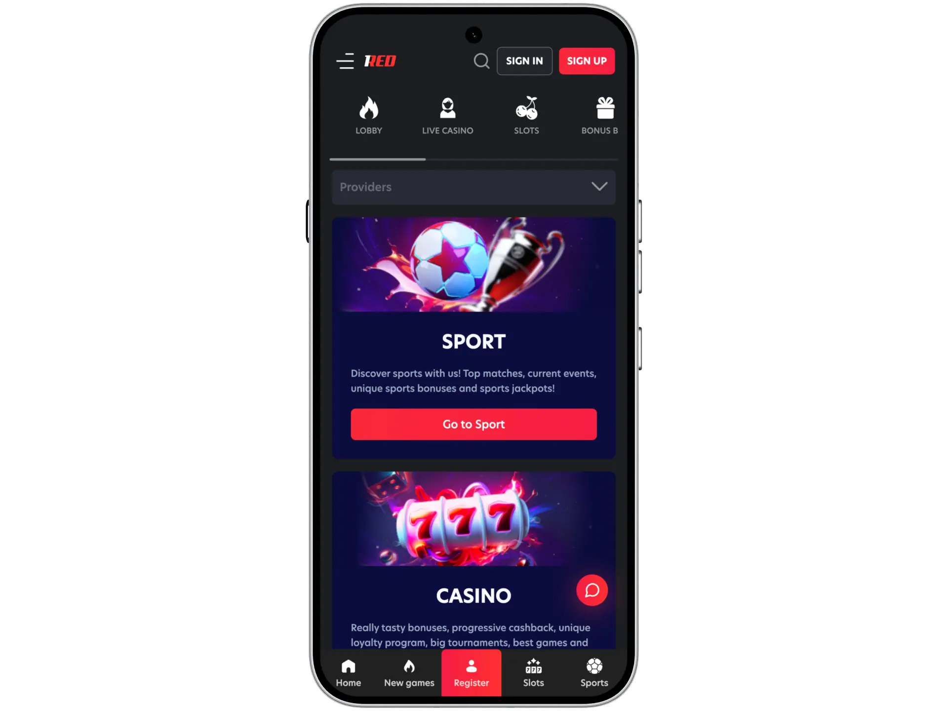 Download the 1Red mobile application for Android or iOS to play anytime, anywhere in the UK.