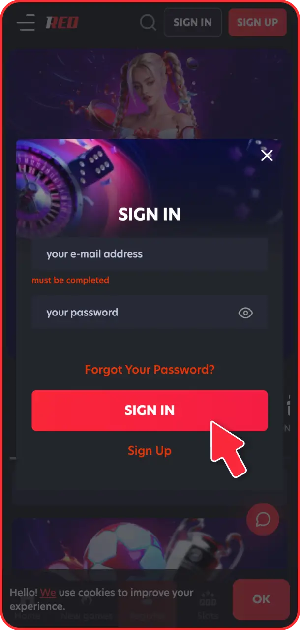 Log into your account to access the secure 1Red cashier for all payouts.