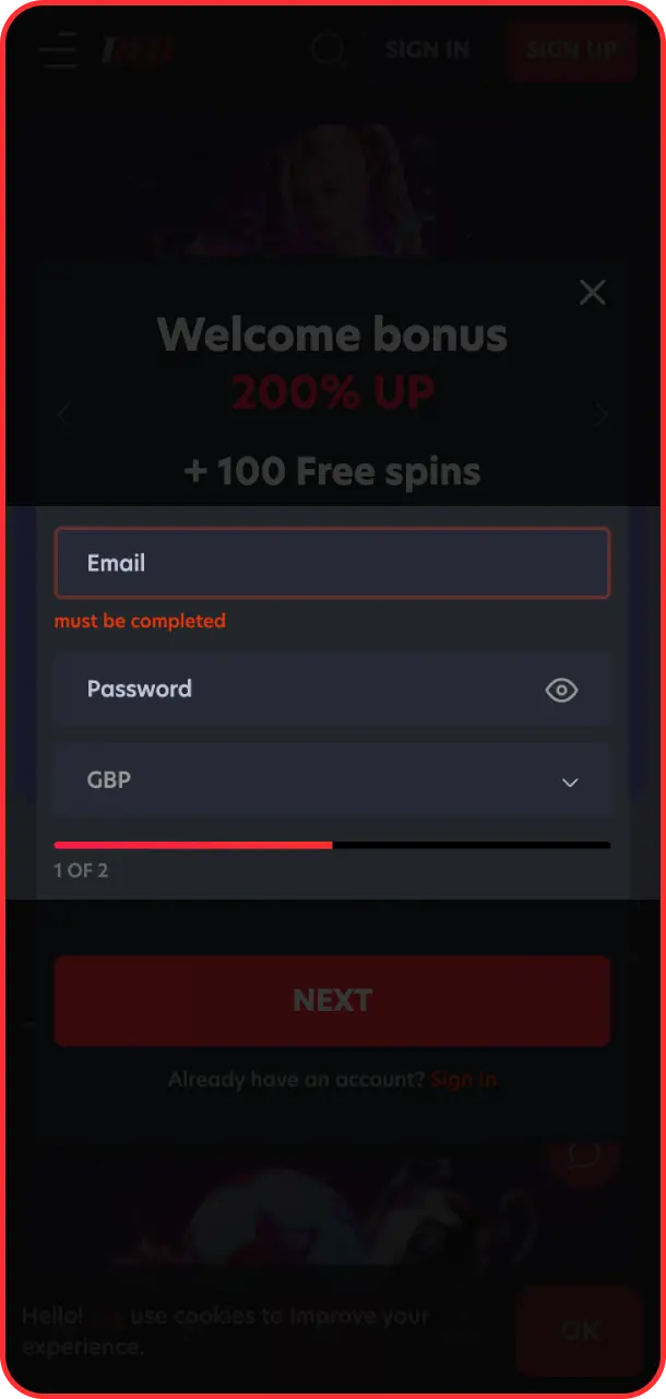 Enter personal details accurately to ensure a secure 1Red account setup.