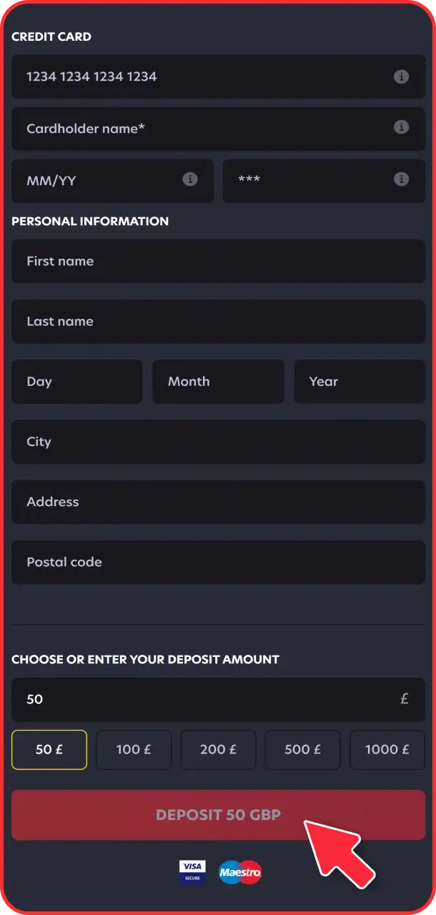 Fund your 1Red account securely and instantly.