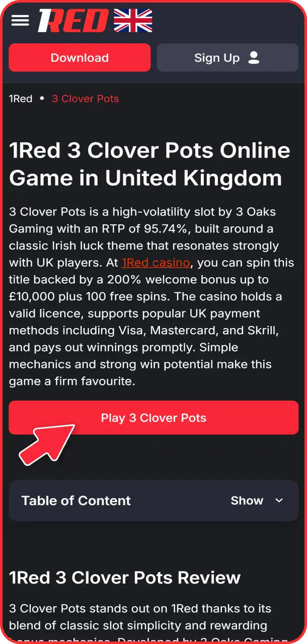 Register quickly on 1Red casino platform.