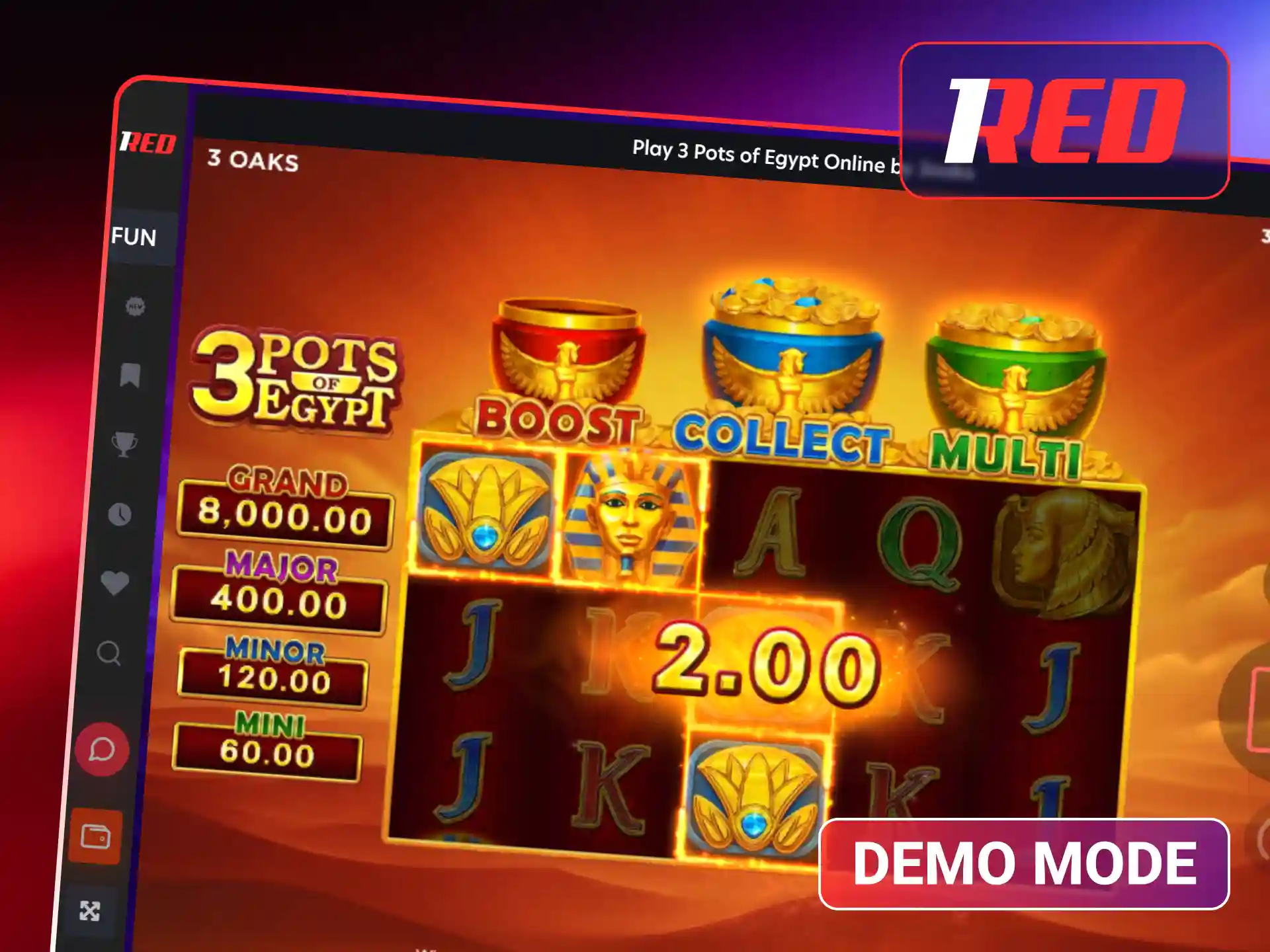 Test 3 Pots of Egypt risk-free in demo mode at 1Red.