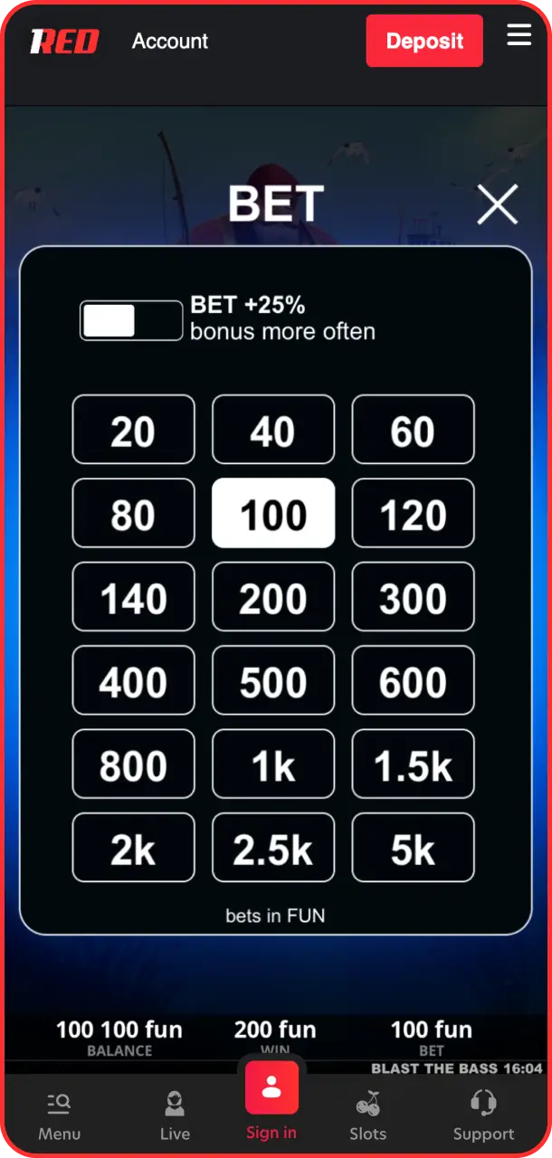 Adjust your active stake level before spinning 3 Pots of Egypt on 1Red.
