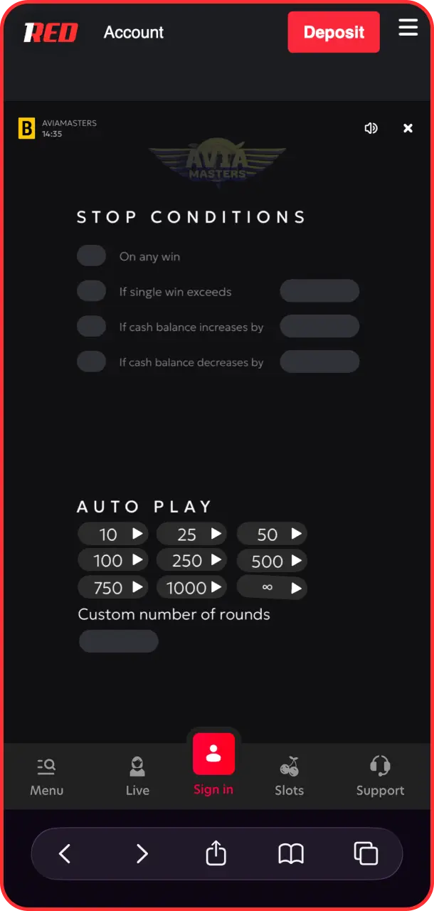 Activate the automatic rounds mode to stream your Aviamasters sessions at 1Red.