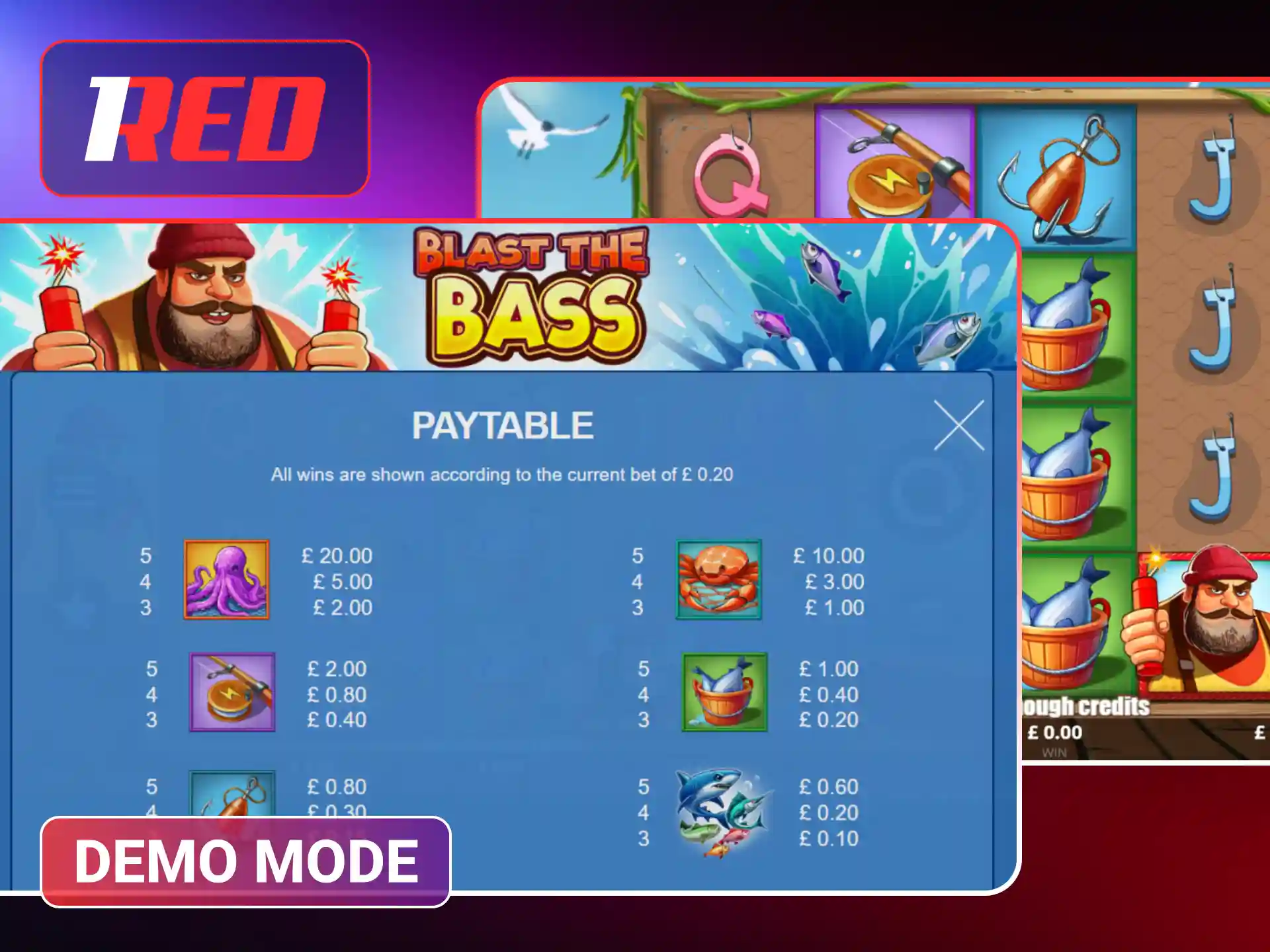 Try Blast the Bass in demo mode without risk at 1Red.