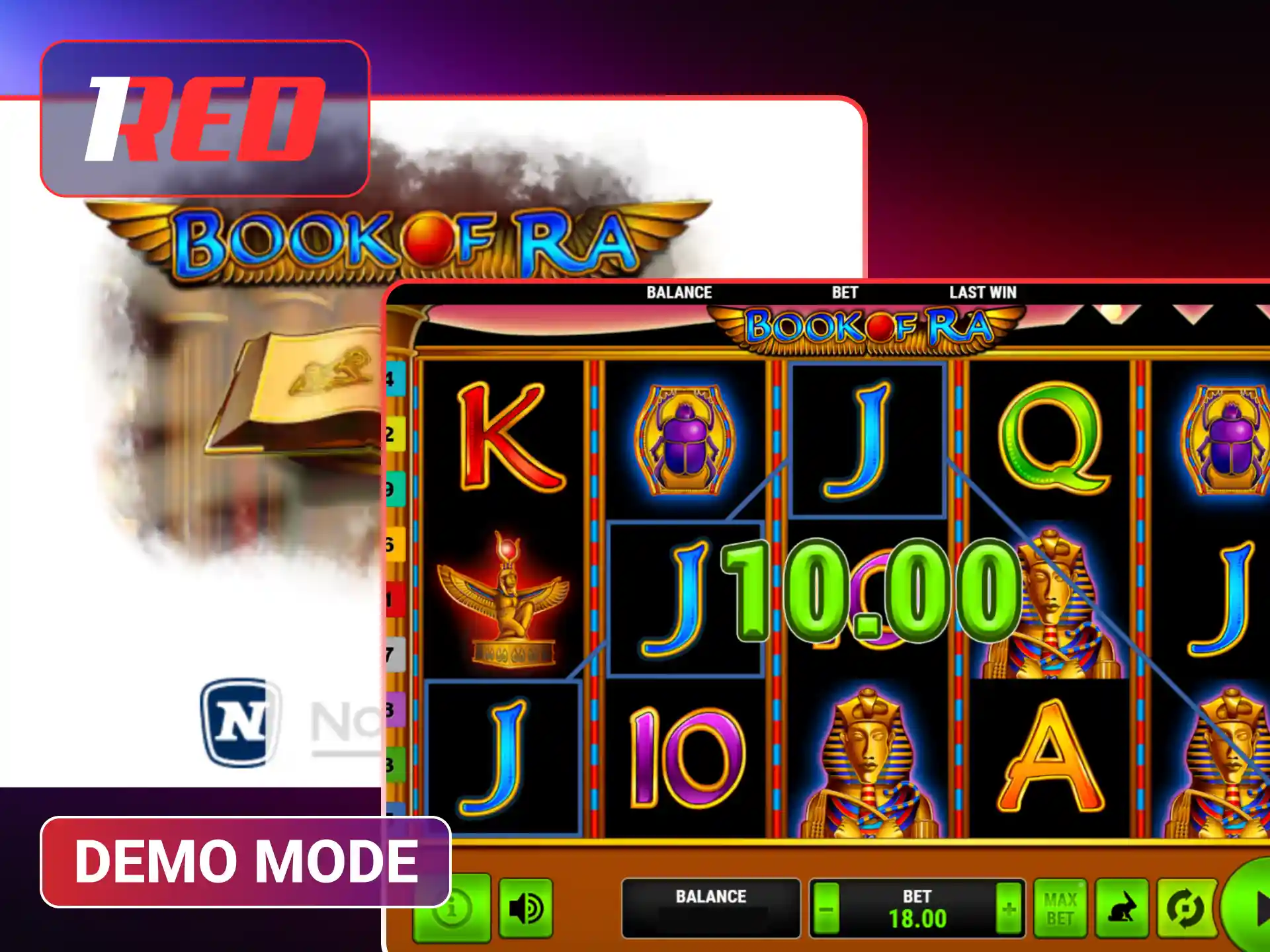 Try Book of Ra demo mode for free at 1Red.
